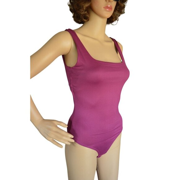 NWT Le Lis Magenta Purple Square Neck Sleeveless Bodysuit Womens Size Small - Picture 2 of 7